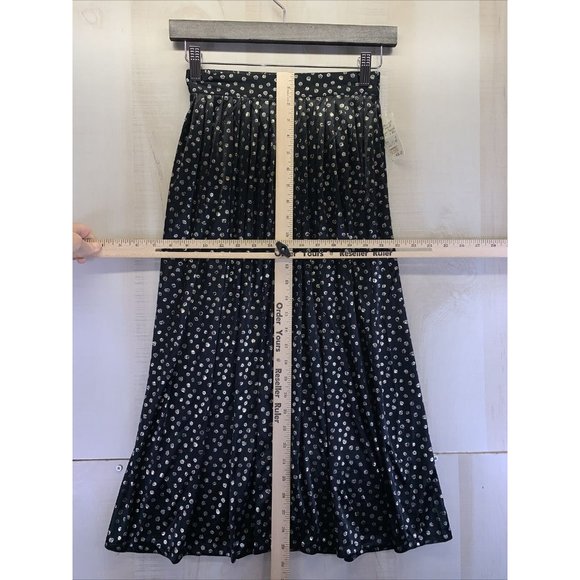 Vintage 1980-90s Fundamental Things For Petites Womens Black Long Skirt Sz 2 NWT - Picture 4 of 7